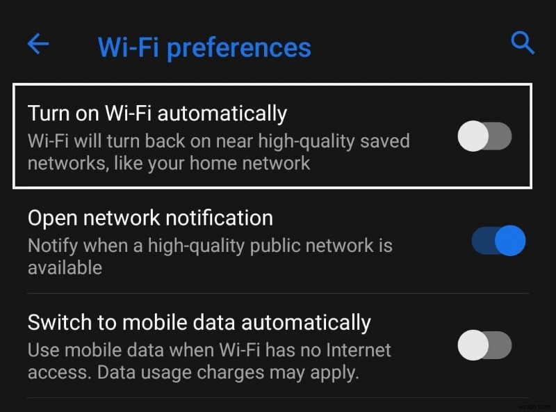 Android で WiFi を自動的にオンにする方法