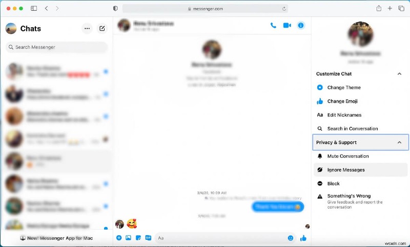 Messenger のメッセージを無視および無視しない方法