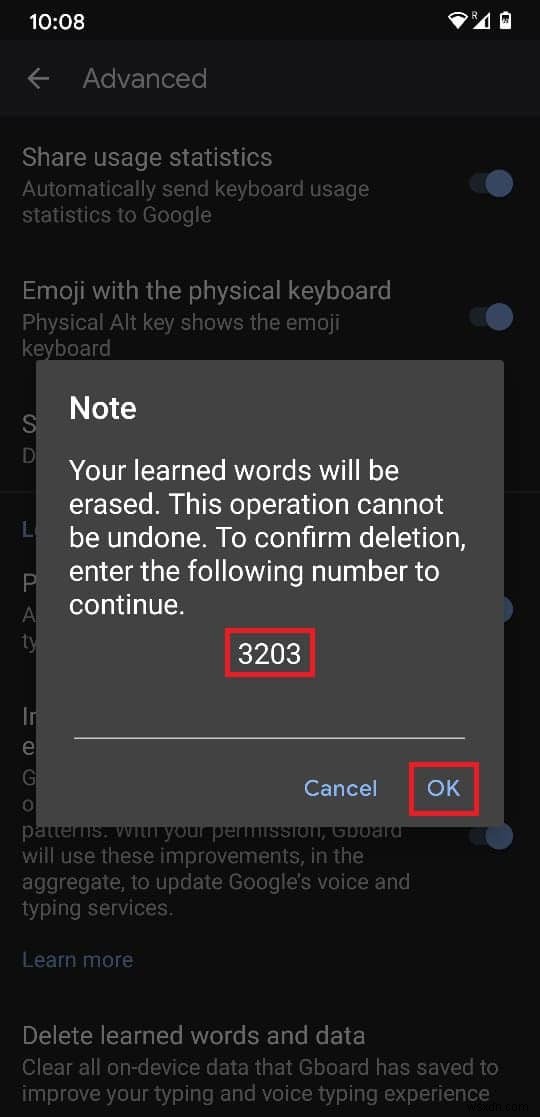 Android で学習した単語をキーボードから削除する方法