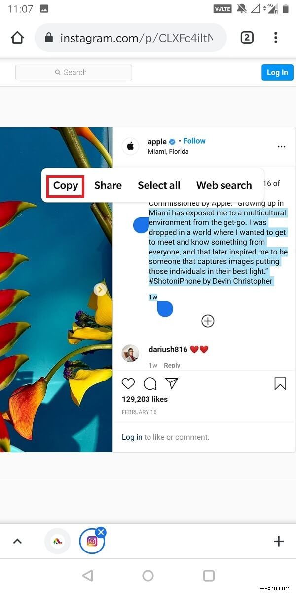 Instagram のキャプション、コメント、プロフィールをコピーする方法