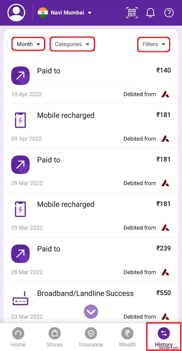 PhonePe トランザクション履歴を削除する方法