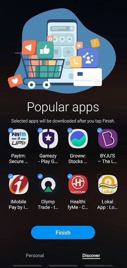 アプリ画面から Samsung Discover オプションを無効にする方法