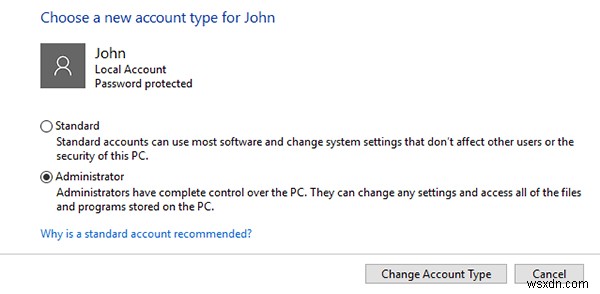 Windows 10 で管理者を変更する方法