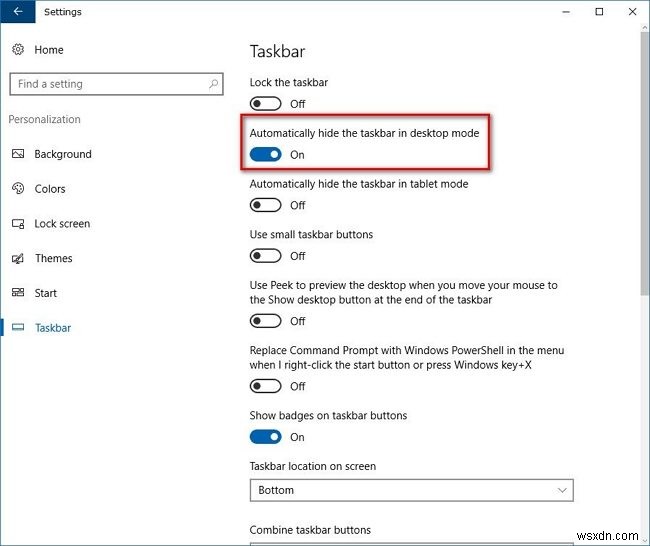 Windows 10 でタスクバーを自動的に非表示にする方法