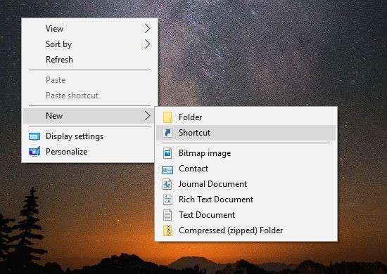 Windows 10 でシャットダウン、休止状態、スリープ ショートカットを作成する方法