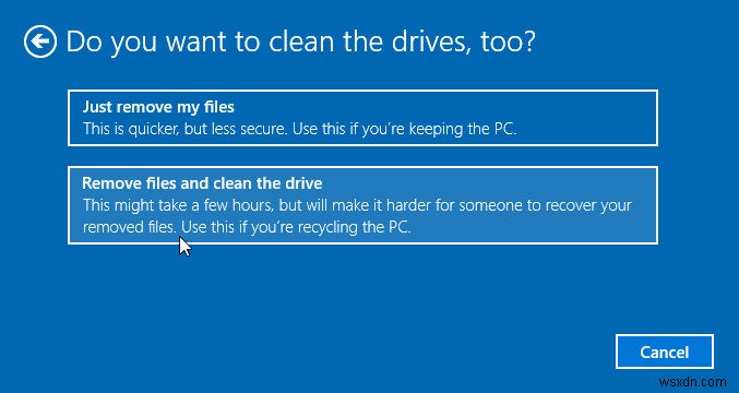 Windows 10 をリセットしてすべてを削除する方法