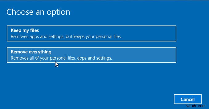 Windows 10 をリセットしてすべてを削除する方法