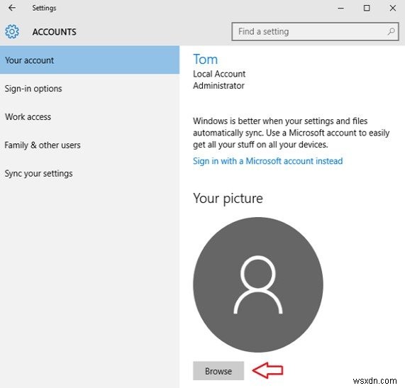 Windows 10 でアカウントの画像を変更する際のヒント