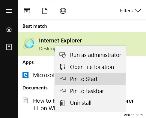 Windows 10 で Internet Explorer 11 を見つけて起動する方法