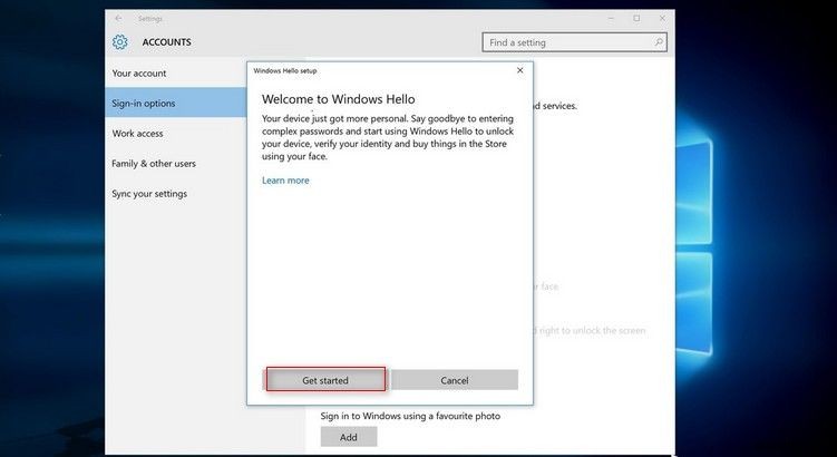 Windows 10 Hello 顔認識の設定方法