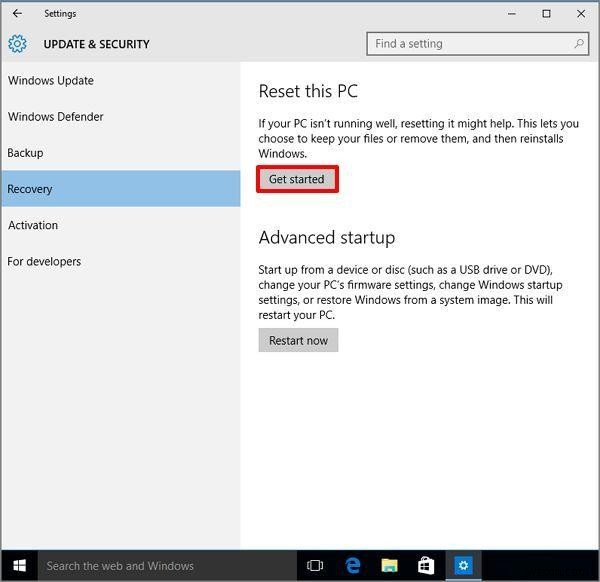 Windows 10 を出荷時の設定にリセットする簡単な手順