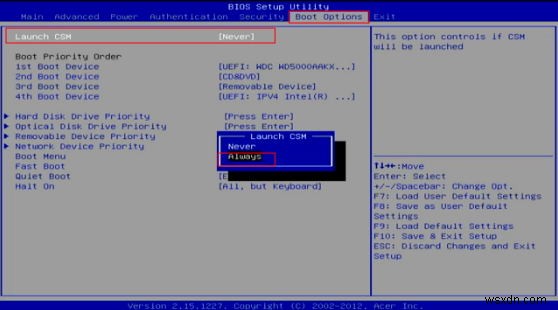 UEFI ベースの Acer コンピュータで Windows 8/8.1/10 パスワードを復元する方法