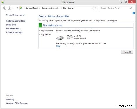 簡単なチュートリアル:Windows 8.1/8 でファイル履歴を使用してバックアップと復元を行う方法