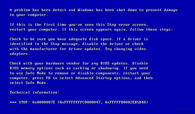 Windows 7 で停止エラー コード 0x0000007E を修正する方法