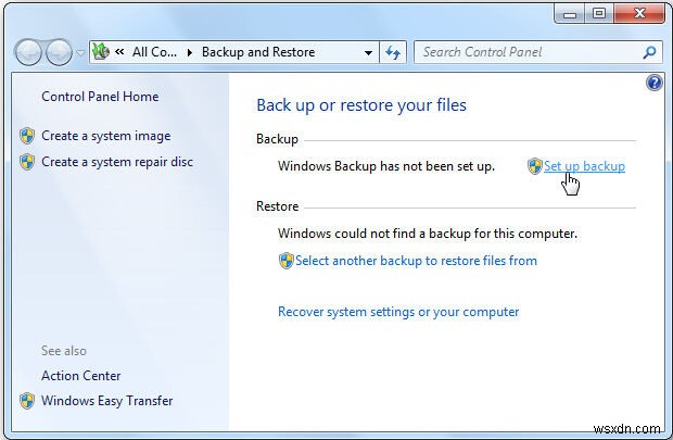 Windows 7 でバックアップと復元機能をセットアップして使用する方法