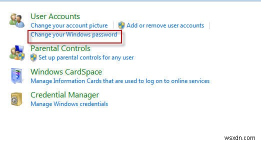 Windows 7 のパスワードを変更する方法