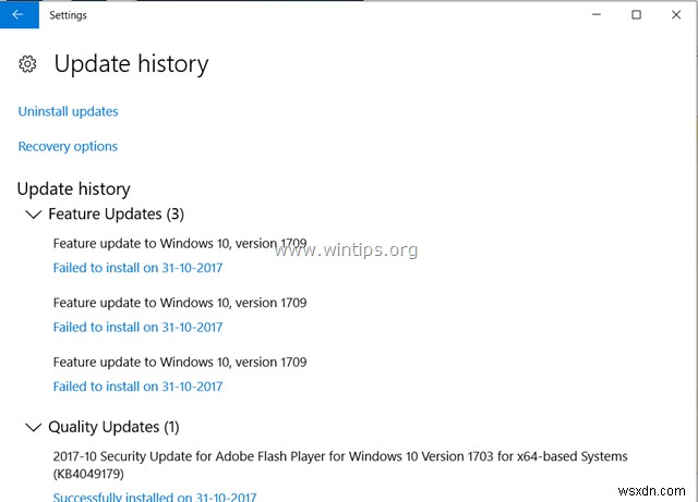 修正:Windows 10 Update 1709 のインストールに失敗する (解決済み)