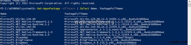 Windows 10、8.1、8 にインストールされているすべてのアプリとパッケージを PowerShell から表示する方法。