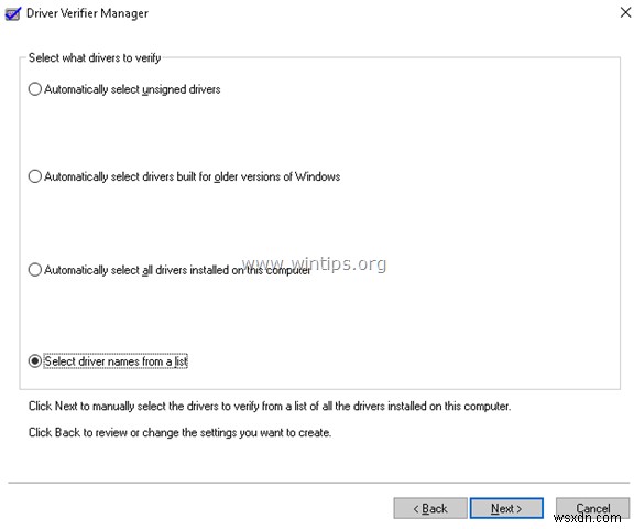 Driver Verifier を使用して、ブルー スクリーンで Windows がクラッシュする原因となっているドライバを特定する方法。
