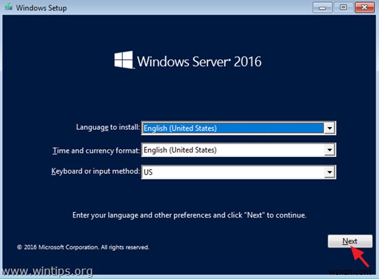 Windows Server 2016 を段階的にインストールする方法