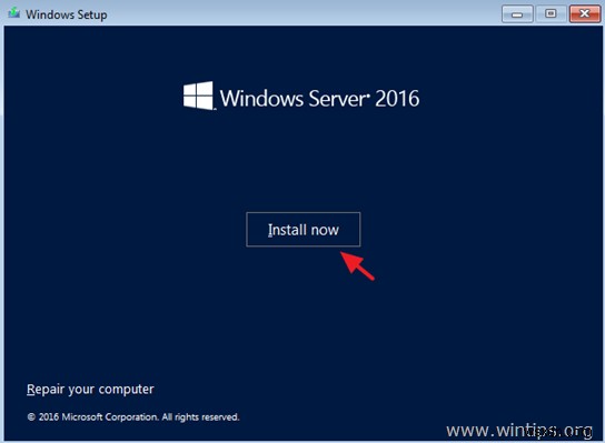 Windows Server 2016 を段階的にインストールする方法