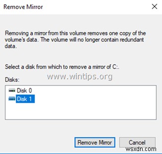 Windows 7/8/10 OS でハード ドライブ ミラーを削除または解除する方法