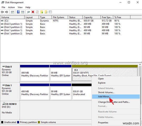 Windows 10 (レガシーまたは UEFI) でブート ハード ドライブをミラーリングする方法