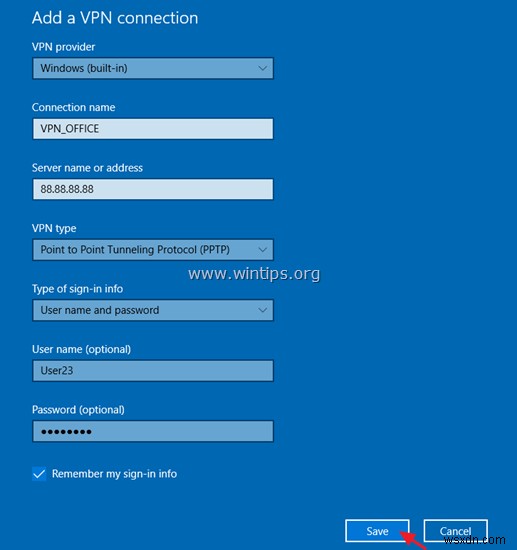 Windows 10 で VPN 接続をセットアップする方法。