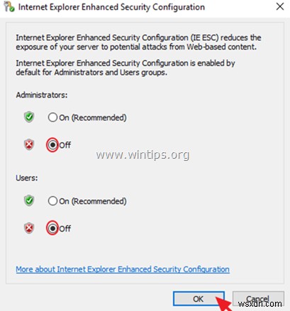 Server 2016 で Internet Explorer のセキュリティ強化の構成を無効にする方法