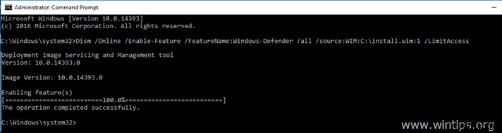 FIX:Windows Defender 機能のインストールに失敗しました - Server 2016 でソース ファイルが見つかりませんでした (解決済み)