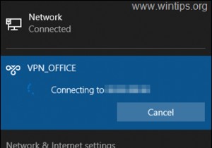 【Windows 10】VPNがタスクバー(システムトレイ)から接続できないがネットワーク設定からは接続できる場合の対処法