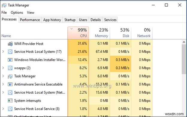 修正:Windows 10/8/7 OS での WMI プロバイダー ホストの CPU 使用率が高い (解決済み)