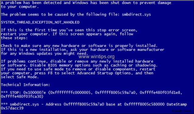 FIX BSOD 0x1000007e:HP Proliant ML350 Gen 10 サーバー 2016 で SMBDIRECT.SYS が原因でシステム スレッド例外が処理されない (解決済み) 