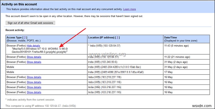 Web で GMAIL ログイン履歴と Google アカウント アクティビティを表示する方法