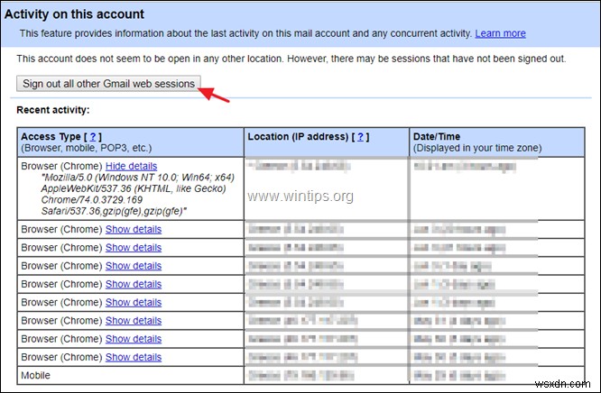 Web で GMAIL ログイン履歴と Google アカウント アクティビティを表示する方法