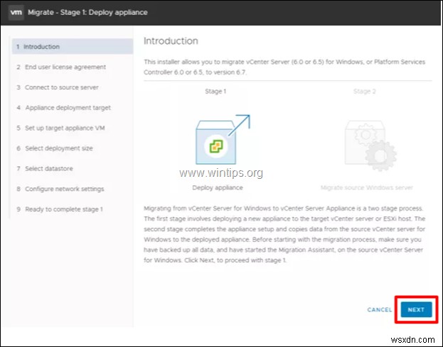 Windows 上の VMware vCenter Server を VCSA 6.7 に移行する方法