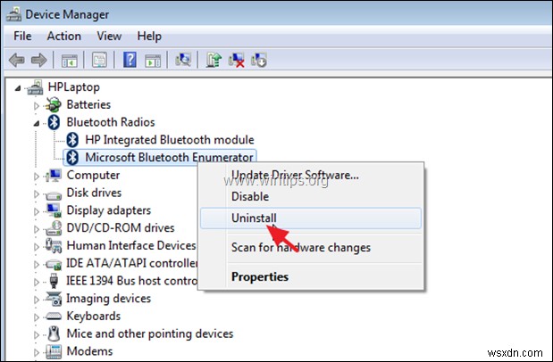 修正:Windows 10、8、または 7 OS で Bluetooth デバイスをアンインストールできない。
