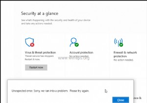 修正:Windows Defender Threat Service が停止しました。今すぐ再起動する (解決済み)