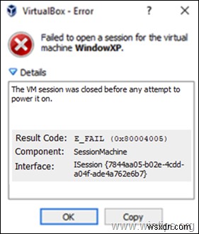 FIX:VirtualBox VM セッションは、電源を入れようとする前に閉じられました (解決済み)