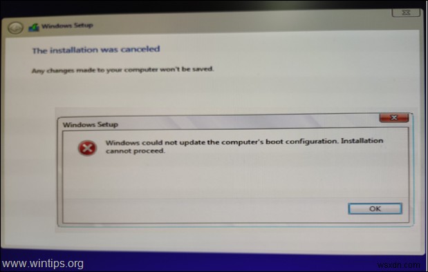 修正:Windows がコンピューターのブート構成を更新できませんでした。 (解決済み)
