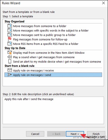 Outlook 2016/2019 で IMAP アカウントの送信済みメールを保存する場所を変更する方法。