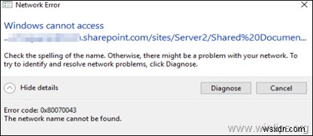 修正:サーバー 2016/2012 に WebClient サービスがありません (修正エラー 0x80070043:Windows が SharePoint サイトにアクセスできません)。 