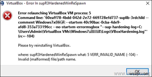 修正:supR3HardenedWiReSpawn の VirtualBox エラー – VirtualBox VM プロセス 5 の再起動エラー (解決済み) 