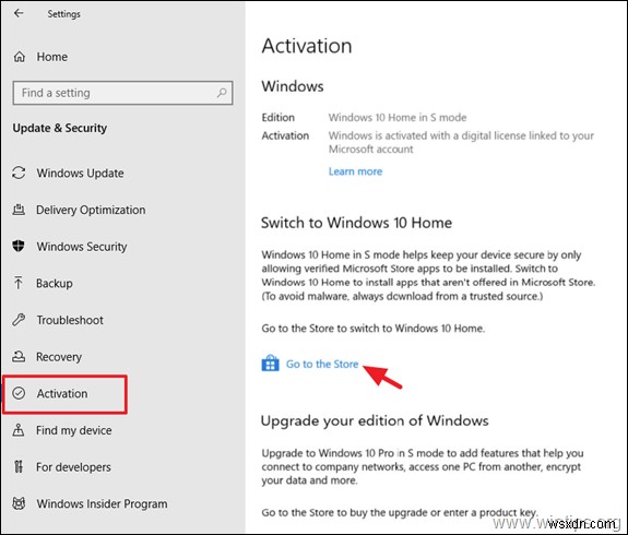 Windows 10 S モードを Windows 10 Home に変更する方法。