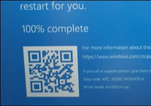 修正:Windows 10 の win32kfull.sys での APC INDEX MISMATCH (解決済み)