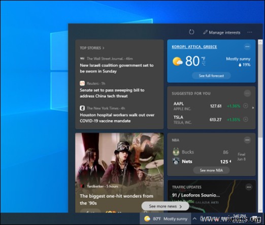 Windows 10 でニュースとインタレストを無効にする方法.