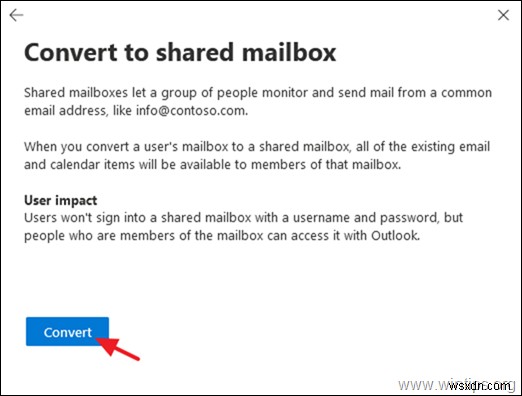 Office365 で共有メールボックスをユーザー メールボックスに、またはユーザー メールボックスを共有メールボックスに変換する方法。