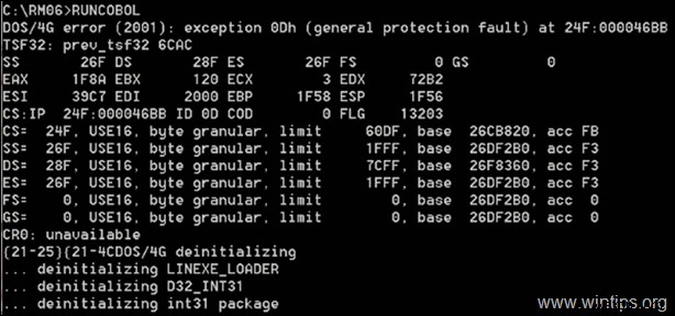 修正:Windows 10 での DOS/4G エラー 2001 例外 0Dh (解決済み)