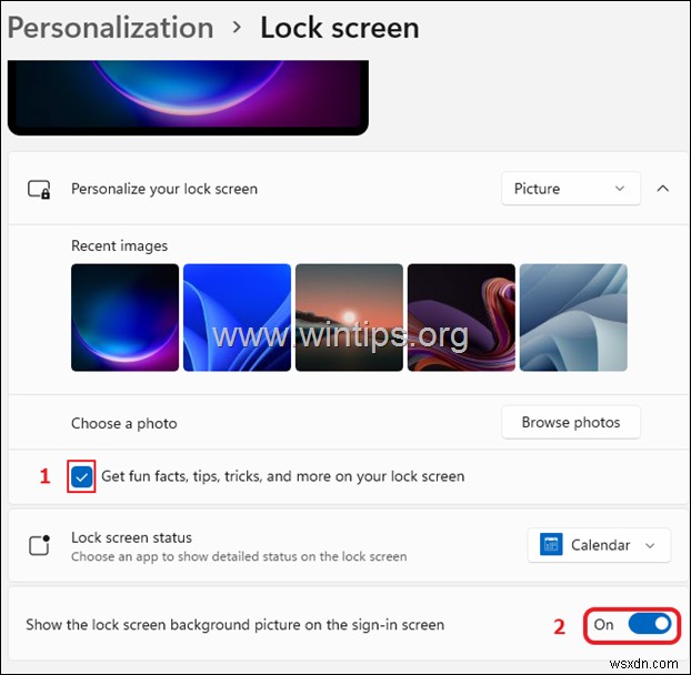Windows 11 でロック画面の背景を変更する方法