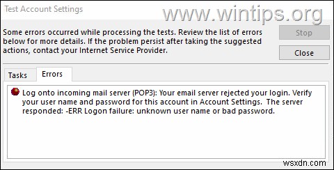 修正:Office365 POP3 メール サーバーへの Outlook 0x800CCC92 ログオン エラー。 (解決済み)